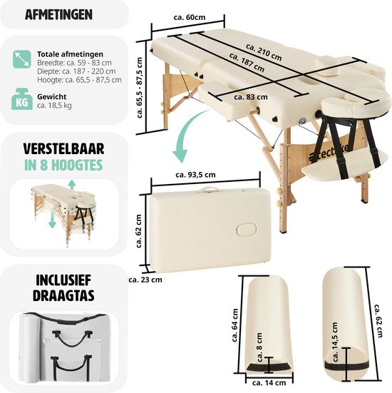 tectake - Massageliege Behandlungsliege - 7,5 cm hohe Matratze + Rollenkissen und Tragetasche - Behandlungsliege - inkl. Aufbewahrungstasche - faltbar