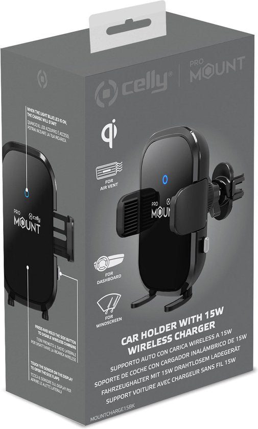 Celly MOUNTCHARGE15 Kabellose Telefonhalterung 15W BK