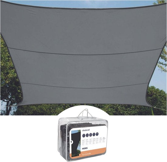 Perel Schattentuch, wasserdurchlässig, luftdurchlässig, 5 x 5 m, 180 g/m², HDPE, quadratisch, dunkelgrau