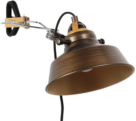 Bronze-Wandleuchte Nove 1320BR mit E27-Fassung, 190 cm langem Kabel und Schalter, im Industriedesign, von der Marke Mexlite, aus Metall und Kunststoff