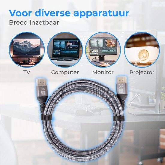 Nuvance - Displayport-Kabel - 2 Meter Display-Kabel - bis zu 32,4GBps - 8K Ultra HD - für TV, Computer, Monitor, Projektor & Beamer - Display Port