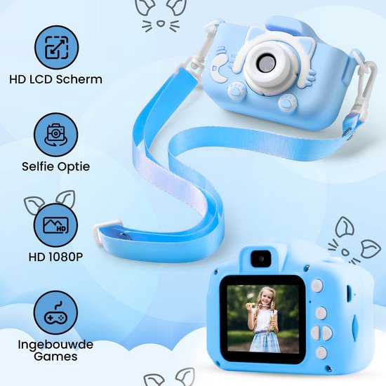 Bambini Kinderkamera - Digitalkamera für Kinder - Digitalkamera - Kinderkamera - 1080P HD - Blau
