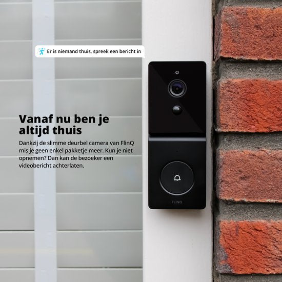 FlinQ Smart Doorbell - Türklingel drahtlos - Türklingel mit Kamera - inkl. Gong - 1080P HD - Schwarz