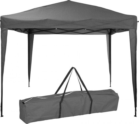 Pro Garden Easy-Up Partyzelt - 300 x 300 x 245 cm - Polyethylen - Faltbar & Wasserfest - Inklusive Tragetasche - Für Gartenpartys & Veranstaltungen - Grau