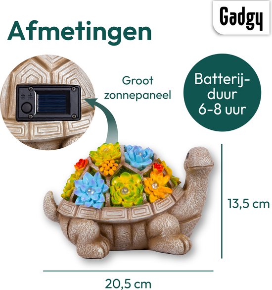 Gadgy Solar-Gartenleuchte Schildkröte - Solarenergie-Gartenleuchte - Solar-Tischlampe - Außenlampe Gartenstatue - Gartenlaterne mit Tag/Nacht-Sensor - Beleuchtung für draußen - Gartenlaterne