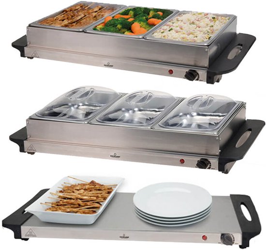 Excellent Electrics - Elektrischer 2 in 1 Buffetwärmer aus Edelstahl (300W)