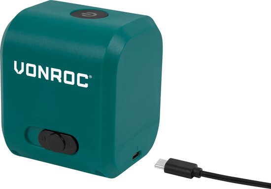 VONROC Kreuzlinienlaser- Grün - 4V Akku- 1800mAh - Selbstnivellierend - 18 Meter Reichweite - Inkl. Halterung, USB-C Kabel & Aufbewahrungstasche