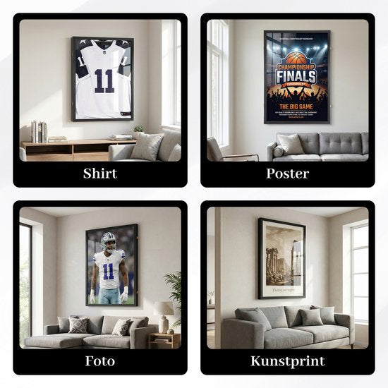 Bayt Bilderrahmen - Bilderrahmen - Einrahmung Fußballtrikot - Tiefer Rahmen - 60x80cm - 3D Box Frame - Schwarz