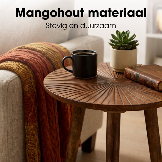 Mica Decorations Pomante Beistelltisch – Tischchen – Couchtisch aus Mangoholz – Praktisch als Pflanzentisch oder Pflanzenständer – Kleiner Couchtisch – 46 x 38 cm – Dunkelbraun