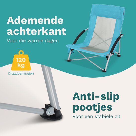 TRVLMORE Strandkorb - zusammenklappbar und faltbar - 120KG Tragkraft - leicht - mit Tragetasche und Becherhalter - Blau