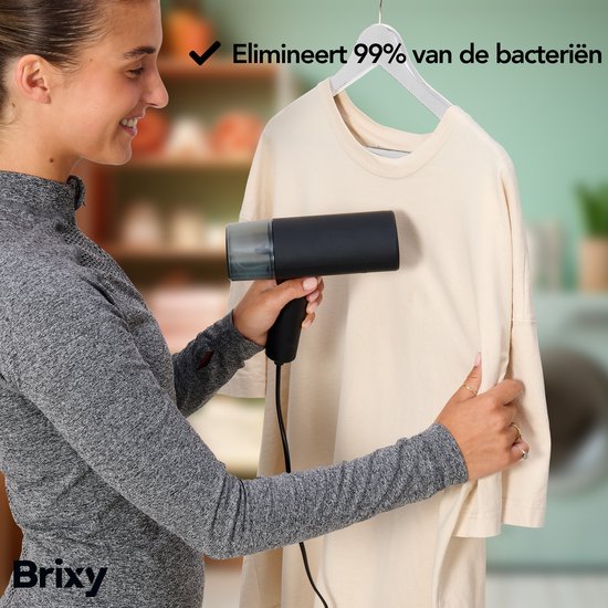 Brixy Clothes Steamer - Leistungsstarke Hand Steamer - Steamer Kleidung und Möbel - Inklusive Aufbewahrungstasche - Anthrazit