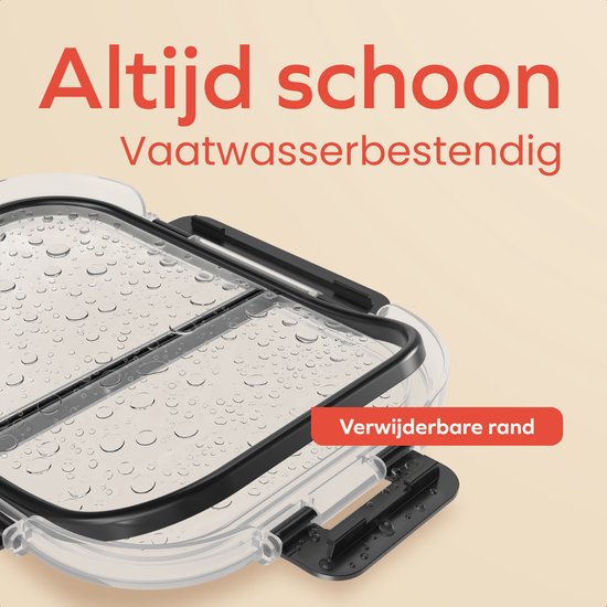KitchenBrothers Meal Prep Trays Set - Mit Trennung - Glas Lebensmittel Lagerung Schalen - Zwei Fächer - Luftdicht - BPA frei - Gefrierschrank Schalen - Lagerung Schalen - 5L - Glas - 5 Stück
