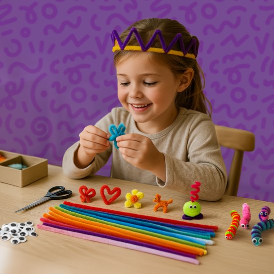 Vaive Pfeifenreiniger & Wackelaugen 450-teilig - Bastelpackung - Basteln Mädchen & Jungen - Bastelpackung - Bastelmaterial Kinder - Bastelpackungen