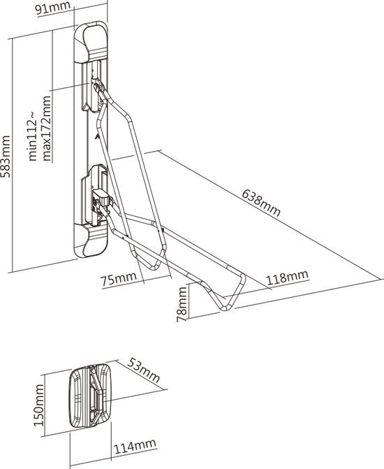 Fahrradhalterung Wandhalterung - Drehbar - 2,1 bis 2,8 Zoll Reifendicke