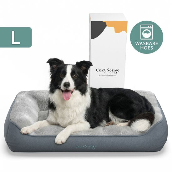 CozySense® Orthopädisches Hundekissen 89x54 cm Größe L - Wasserdicht & waschbar - Sitzkissen und Hundebett - Ultraweicher Sherpa-Stoff - Grau & Anthrazit