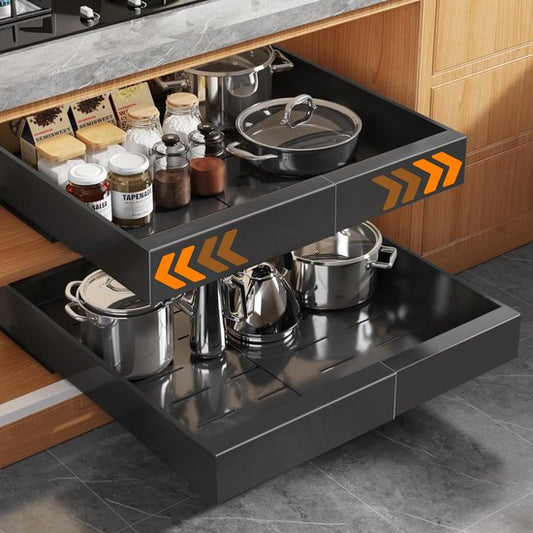 Posity Slide Drawer - Kitchen Cabinet Organizer - Sink Cabinet/Drawer Organizer - inside drawer kitchen - Extendable and Adjustable (32-52 cm) - Telescopic - Black