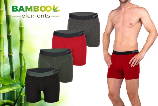 Bamboo Elements – Boxershorts für Herren – Bambus – 4er-Pack – Größe L