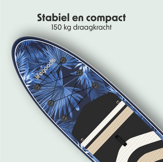 LifeGoods PaddlePro SUP Board - mit Sitz - Aufblasbares Paddle Board - Komplettset - Max. 150KG - 320x81cm - Tropisch Blau