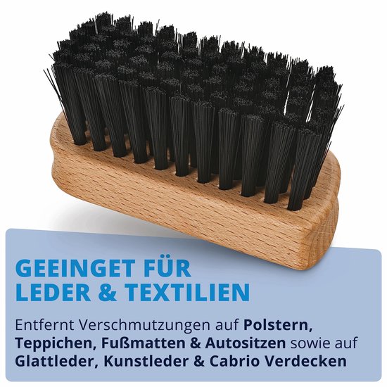 LICARGO® Auto-Textil- und Lederbürste - Made in Germany - zur schonenden Trocken- und Nassreinigung von Textilien und Leder im Auto - Polsterbürste für die Autoinnenpflege, Textilbürste Auto