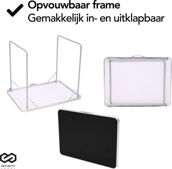Infinity Goods Campingtisch - Klappbar - Gartentisch - 80x60x70 cm - Outdoor/Indoor - Tragegriff - Kompakt - Aluminium - Schwarz