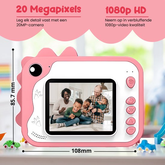 K&L® 3 IN 1 Digitale Kinderkamera + Sofortdruck + Spielkamera - 32GB micro sd Karte - Kamera Kinder - Vlog Kamera mit Spielen - Fotokamera für Kinder - Kleines Spielzeug - Mit Videofunktion - Pink