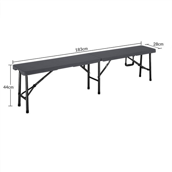 Casaria 2er Set Bierbänke - klappbar 8 Personen 183cm- Anthrazit