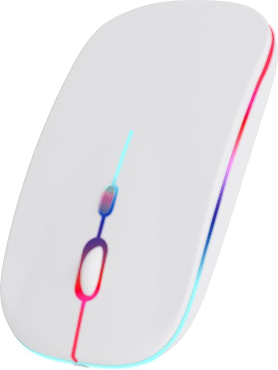 Nuvance - Kabellose Maus LED - Bluetooth - Ergonomisch - Laptop und Spiele - Kabellos - Weiß