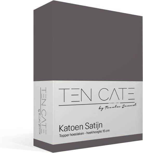 Ten Cate Spannbetttuch - Spannbetttuch Topper 160x200 - Spannbetttuch 160x200 - Geeignet für Topper Matratze 160 x 200 - Baumwolle Satin - Topper Matratze 160x200 - Eckhöhe 10 cm - Anthrazit