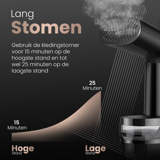 FLOWSTEAM® Luxury Clothes Dryer - Handbedampfer - Wäschedampfer - Mattschwarze Ausführung - Inklusive Aufbewahrungsbeutel