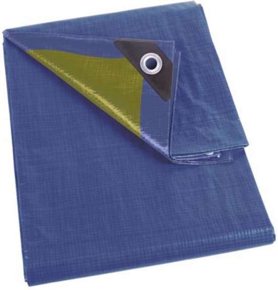 Perel-Abdeckplane, 12 Ösen, verstärkte Ecken, rechteckig, blau/grün, 70 g/m², 2 x 4 m
