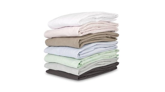 Kayori Shizu Topper Spannbetttuch Jersey - 90-100x200-220cm - Matratzenstärke 12 cm - Bio-Baumwolle - Offwhite
