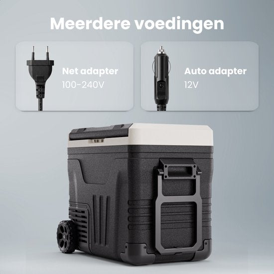 Auronic Electric Cool Box - Kompressor - 50L - 12V und 240V - Camping Kühlschrank - Frigobox Auto - Mit Rädern und Griff - Schwarz