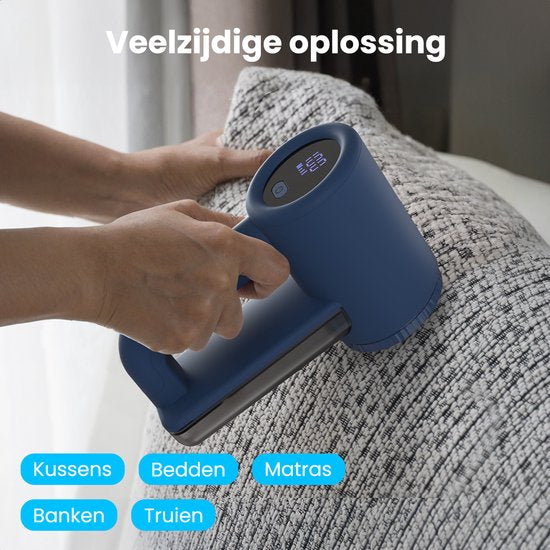 Auronic Electric Lint Remover Pro - Fusselentferner - Akkulaufzeit 120 Minuten - Wiederaufladbar - LED-Anzeige - Entlaubungsgerät - Blau