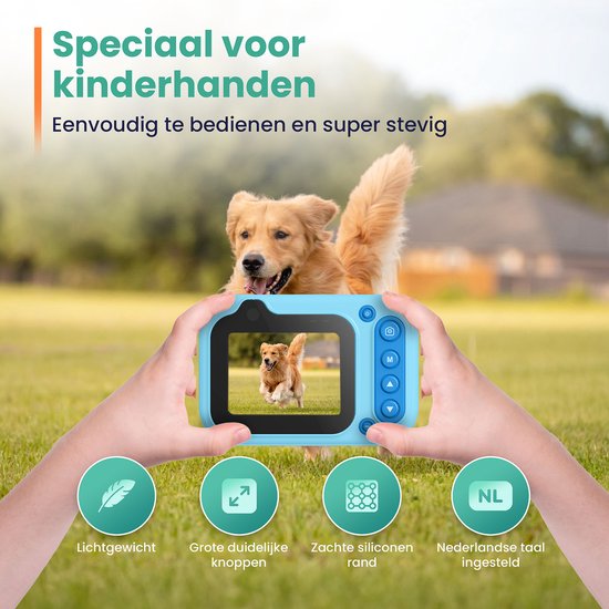 ODESSEY Wasserdichte Kinderkamera - mit Stativ - Full HD - Selfie Kamera - 32GB SD Karte - Foto - Video - Spiele - Digitalkamera Kinder - Fotokamera für Kinder - Blau