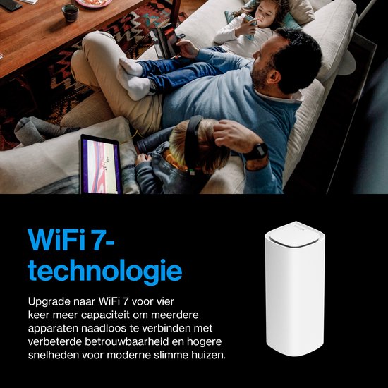 Linksys Velop Pro 7 10G - Mesh WiFi - Tri-Band - WiFi 7 Router - 11000 Mbps - 1-Pack - Weiß