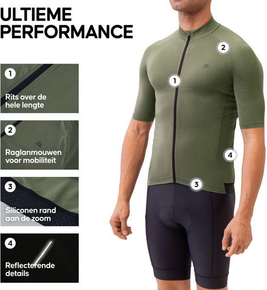 DANISH ENDURANCE Herren Radtrikot - Radsporttrikot - Kurze Ärmel - Quick-Dry - Olivgrün - Größe M