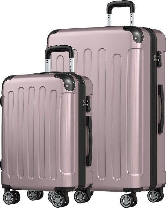 TRVLMORE - Kofferset - 2 Stück - 45L Handgepäck + 115L geräumiges Gepäck - TSA-Schloss - Leichtgewicht - Reisekofferset - Rose Gold