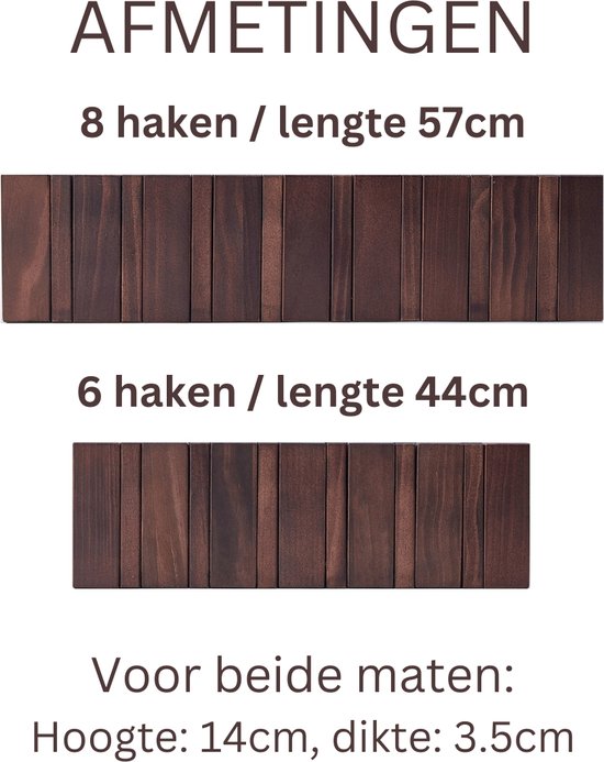 Urban State Piano Garderobe - dunkles Holz - Wandgarderobe - 6 Haken - Garderobe zum Aufhängen - Walnuss-Dekor