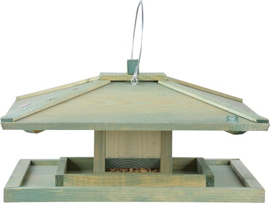 Esschert Design Vogelfutterhaus - Grün - 21 cm x 38,5 cm x 21 cm