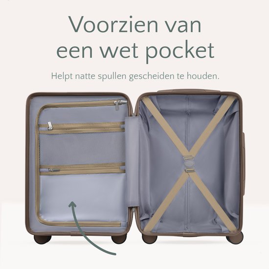 Skycases City Walker - 3-teiliges Kofferset | Leicht & Langlebig | 20, 24 & 28 Zoll | 360° Spinner-Räder | TSA-Schloss | Inklusive Schutzhüllen - Champagner