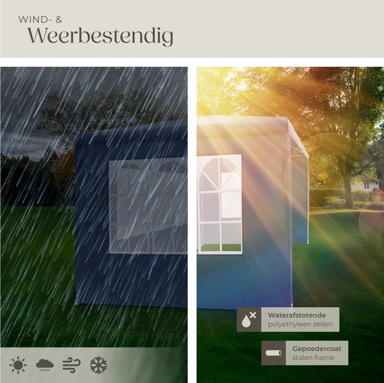 tectake - Pavillon - mit verstärktem Rahmen - Partyzelt 3x3 m - wasserdichte Plane - abnehmbare Seitenwände - wetterfester Gartenpavillon - inklusive Spannleinen und Heringe - blau - Pop-up-Faltzelt