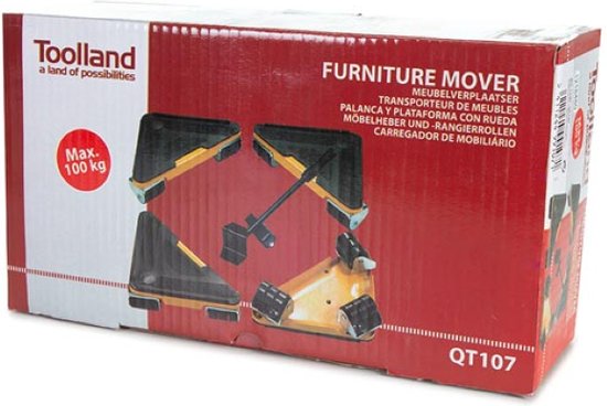 Toolland Möbeltransport-Set mit 4 Rollenecken und Hebel, Tragfähigkeit 100 kg