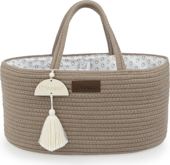 Yunioo Wickeltasche und Warenkorb │ Windelkorb für Baby-Zimmer-Zubehör │ Windel-Organisator │ Kinderzimmer-Aufbewahrungskorb │ Mutterschaft Geschenk Baby-Dusche │Spielzeug-Korb │ Braun