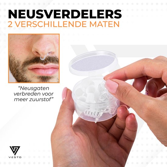 Vesto® Schnarch-Set - 2x Anti-Schnarch-Spange - 20x Nasenpflaster - 8x Nasenspreizer - 4x Magnetische Nasenklemme - Komplett-Set - Anti-Schnarch-Spange Pro - Anti-Schnarch-Hilfsmittel