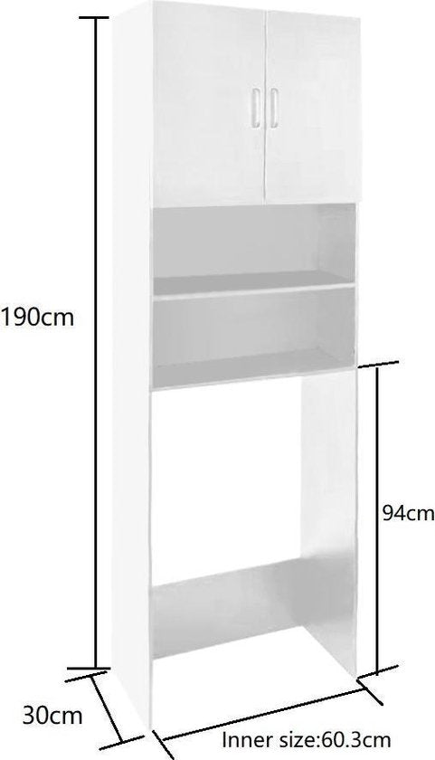 Waschmaschinenschrank Wäschetrockner Rahmen - 190 x 60,3 x 30 cm (H x B x T)- Weiß