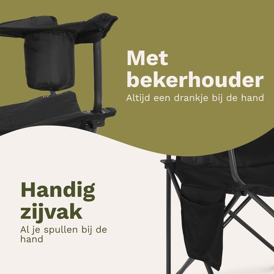 TRVLMORE Campingstühle XXL - klappbar - 2er-Pack - 160KG Tragkraft - Inkl. Tragetasche - Klappstuhl - Angelstuhl - Campingstuhl - Klappstuhl - Schwarz