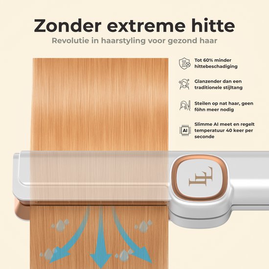 Largolash Hairstrait Straightener Wet-to-Dry - 2 in 1 - Airstraight - Dupe - Haartrockner & Glätteisen - Coldshot - 80ºC bis 140ºC