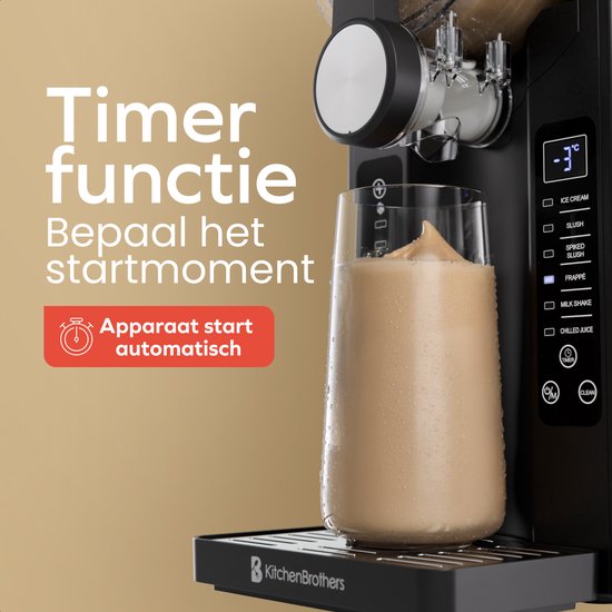 KitchenBrothers Slush Puppy Maker - 1.6L - 6 Ständer - BPA-frei - Slushi-Maschine - Eiscreme-Maschine - Schwarz