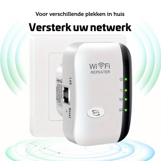 Garpex® WiFi-Verstärkersteckdose - Starkes Signal - 300Mbps - Inklusive Ethernet-Kabel - Repeater - 300Mbps
