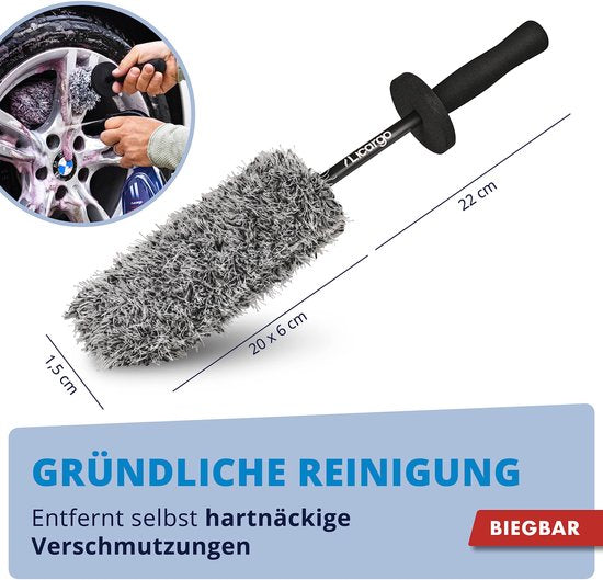 LICARGO® flexible Mikrofaser-Radbürste - Flexibler Bürstenkopf für schwer zugängliche Stellen - Mikrofaser-Radbürste für Alufelgen - Autoradbürste - Flexible Felgenreinigungsbürste